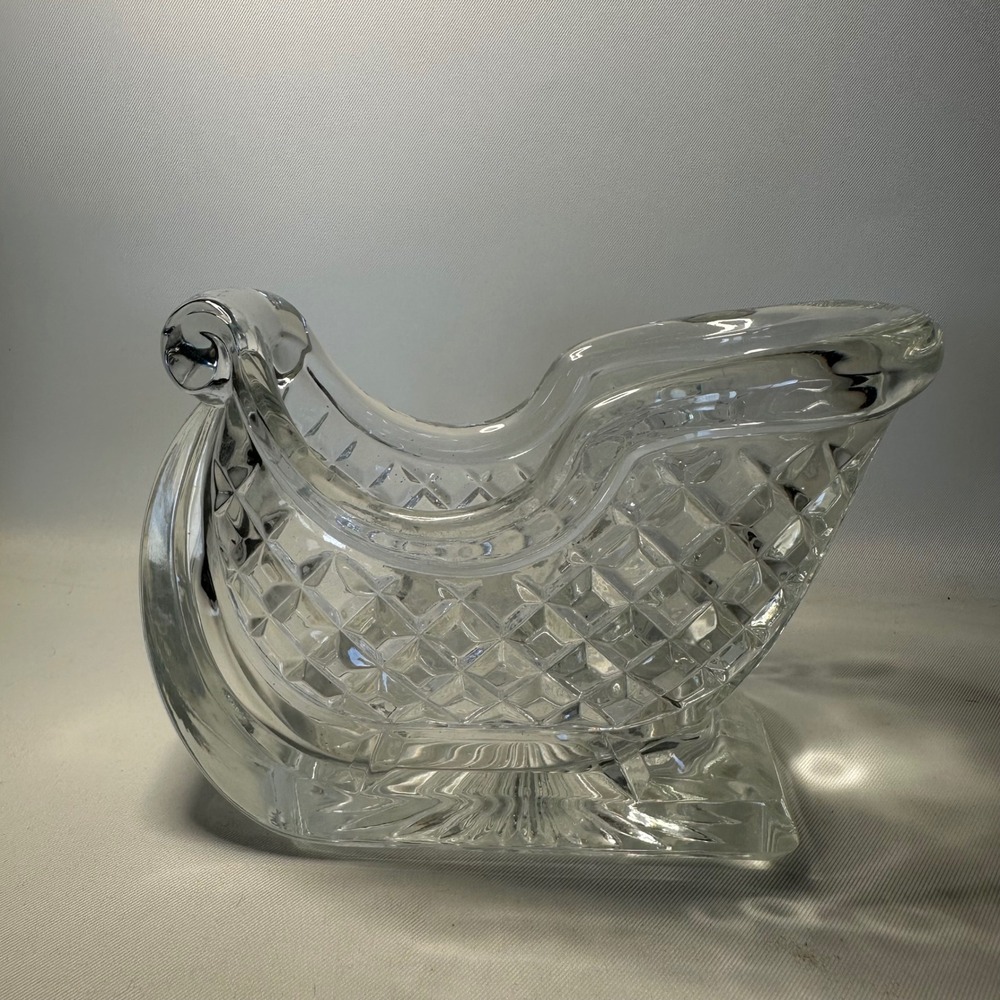 Vintage St. George Crystal Sleigh Candy Dish Centerpiece 6 1/2" Long Heavy - Picture 3 of 8